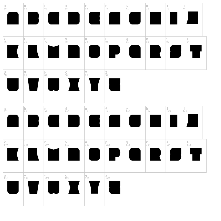 Amirox font map